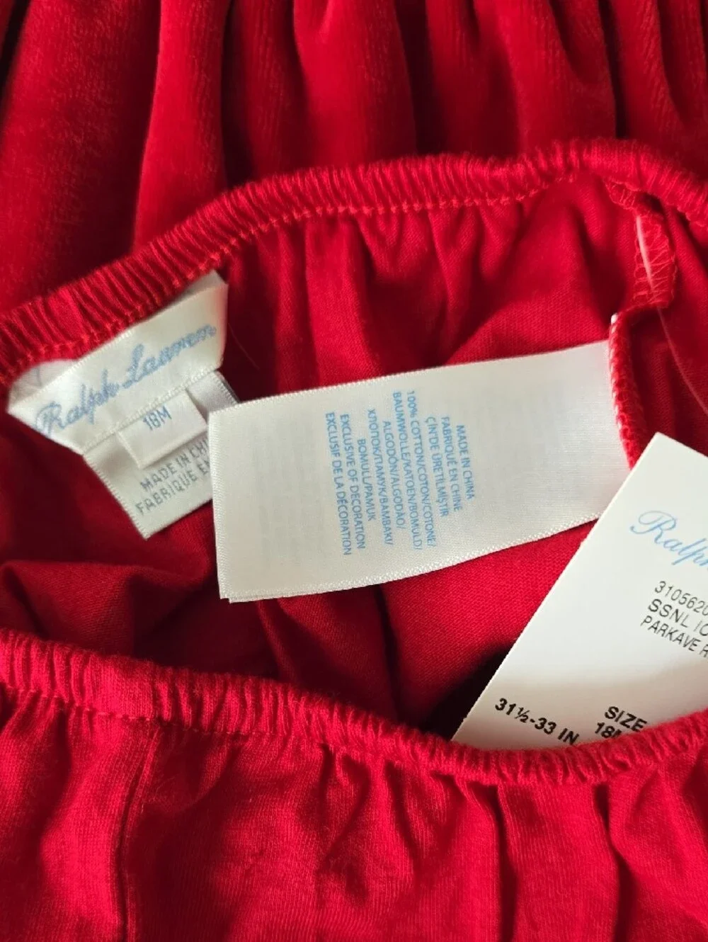 Ralph Lauren Red Velour Baby Dress with Bloomers 18M
